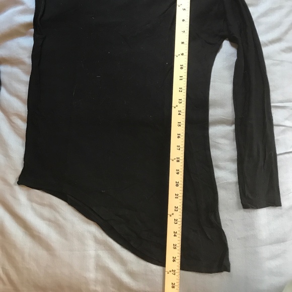 Club Monaco avant-garde style asymmetrical long & short black t-shirt / tunic XS - Picture 3 of 3